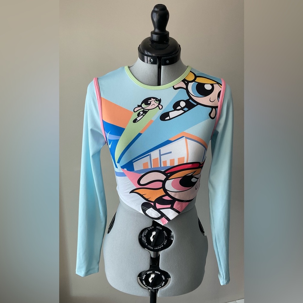 New Girl Order Power Puff Girls open back long sleeve crop top size uk 8